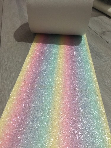 Rainbow 3d Glitter Wall Fabric/wallpaper SELF ADHESIVE BORDER, 7.5 METRE ROLL - 第 5/5 張圖片