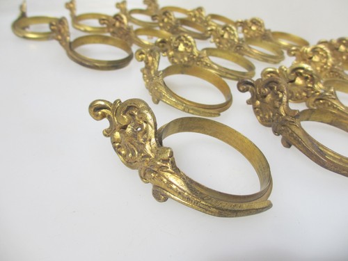 Antique Brass Curtain Rings Victorian Holder Hangers French Rococo Old x4 2.5"W - Picture 5 of 7