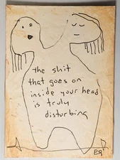 e9Art ACEO two headed woman outsider art brut naive