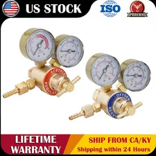 Oxygen Acetylene Gas Regulator Set Welding Cutting Torch Dual Gauge Solid Brass