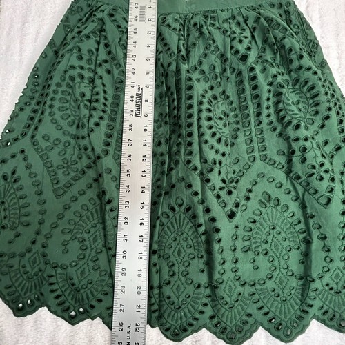 Loft Women's Eyelet High Rise Scalloped Hem Casual A-Line Mini Skirt Green 6 NEW - Picture 8 of 8