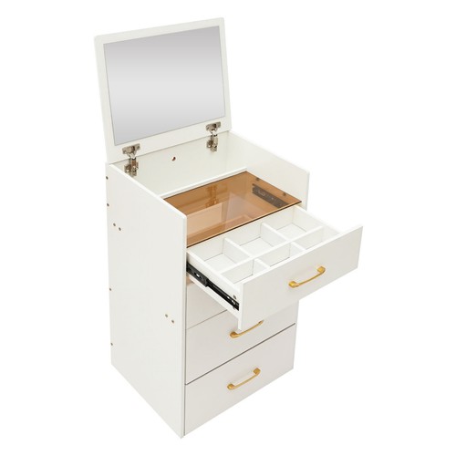 Makeup Desk with Mirror, Compact Dressing Table, Small Make Up Table White - Picture 3 of 24