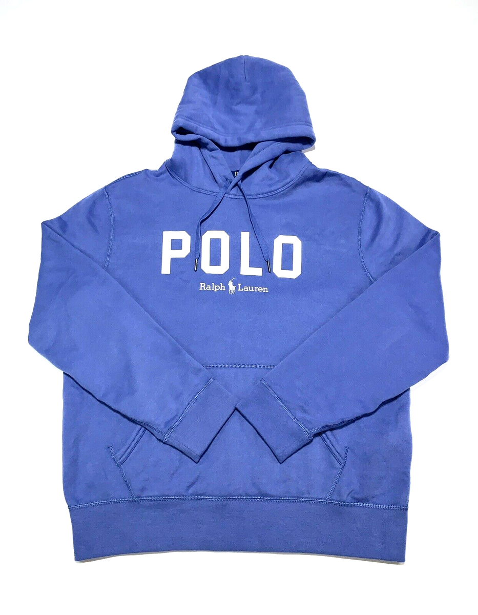 Polo Ralph Lauren Polo Spellout Blue Fleece Pullover Hoodie 65001