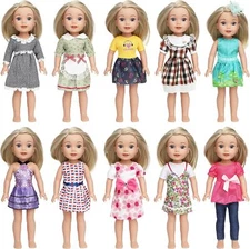 10 Set American Wellie Doll Clothes Outfit Dresses Fit for 14 to 14.5 Inch Dolls