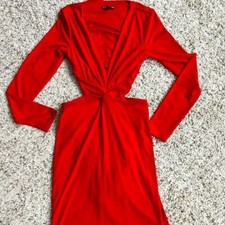 NWOT Express sexy v-neck red dress with cut-outs and peekaboo back size XS