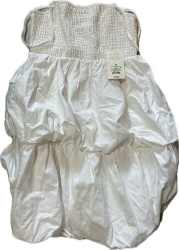 Women's A New Day White Mini Tiered Bubble Dress Spaghetti Straps Smocked Bodice - Picture 3 of 4