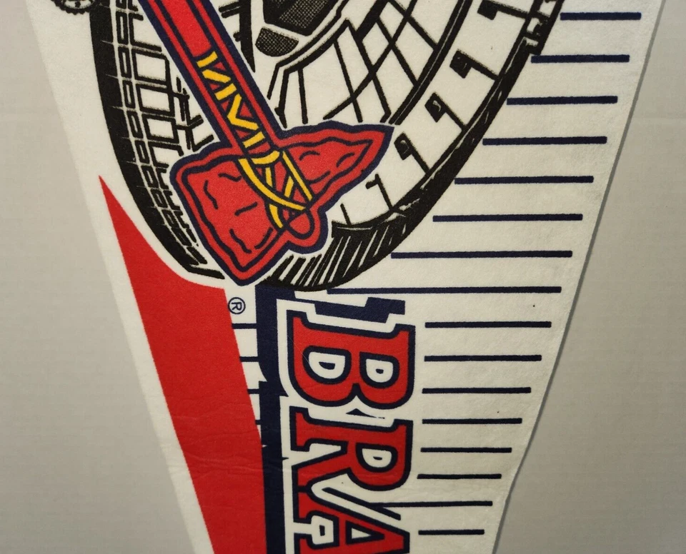 MLB Atlanta Braves Vintage Circa 1994 Stadium Team Logo Baseball Pennant - Image 3 of 4