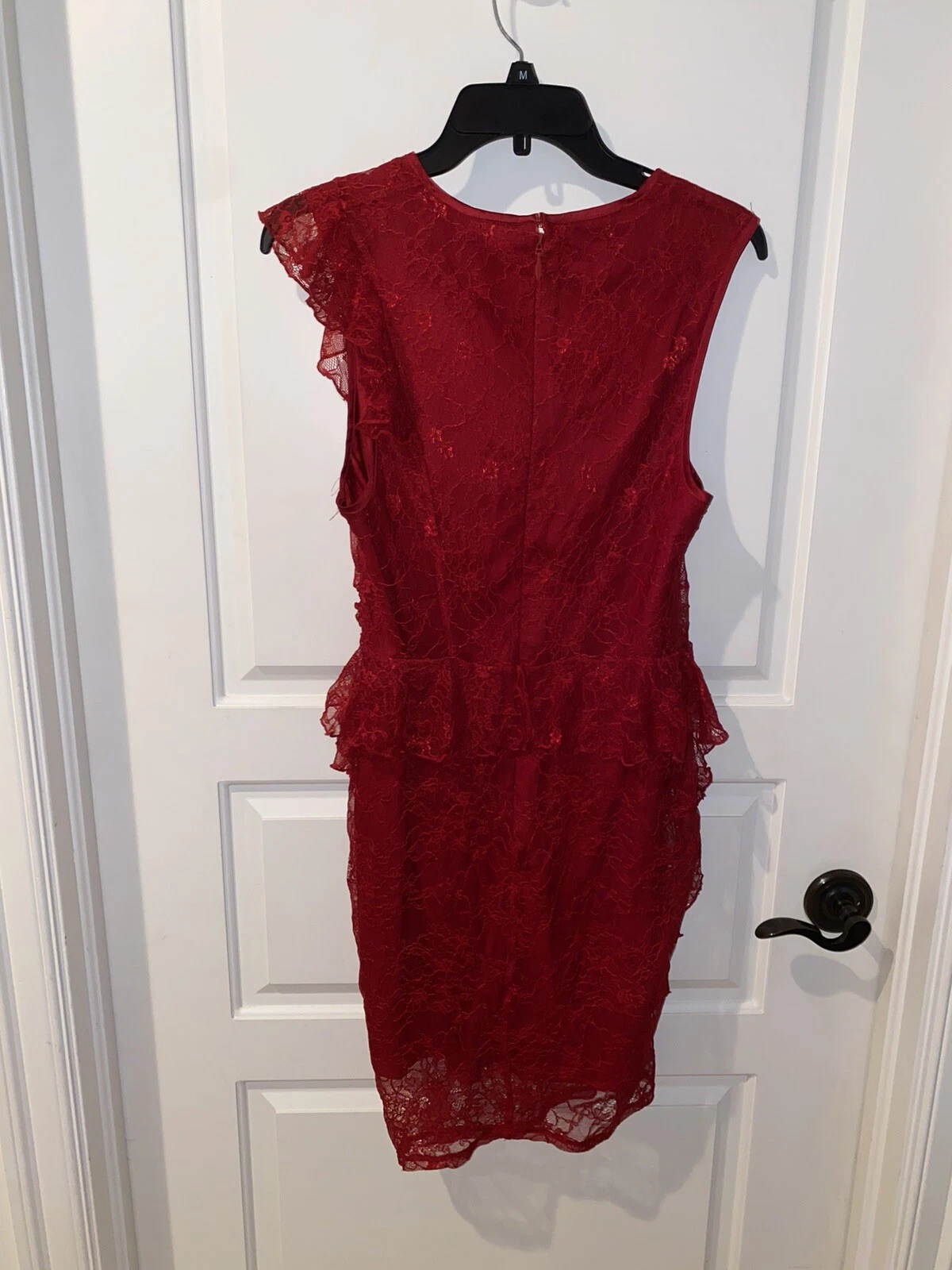 Mini abito BEBE rosso pizzo spirale nuovo con etichette volant taglia 8 HTF foderato San Valentino romantico