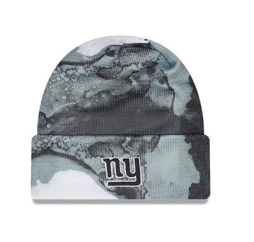 New York Giants New Era Sideline Ink Dye Cuffed Knit Hat - Black/White - Picture 2 of 2