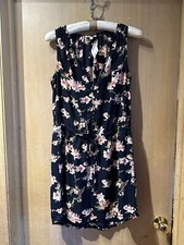 Womens Tie Waist Drawstring Floral Sleeveless Shirt Dress 6