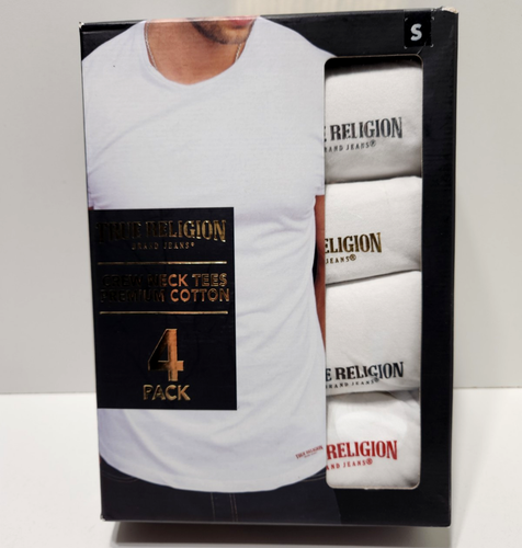 New In Box 4 True Religion Brand Jeans Crew Neck Cotton Tees Size S (34-36) - Bild 1 von 6