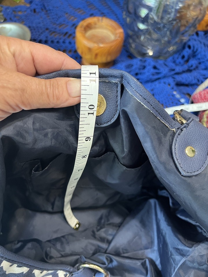 Tommy Hilfiger Nautical Anchor White/Navy Canvas Tote Bag Purse Rope