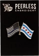 Blue Line & Chicago Flag Lapel Pin