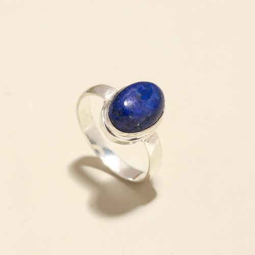 Anillo de lapislázuli natural grande cóctel piedras preciosas joyería plata declaración regalo - Imagen 7 de 8