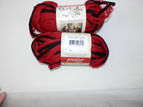 Premiere Starbella Yarn Lot • 7 Skeins Stripes Red Black Gray Ribbon New - Picture 10 of 12