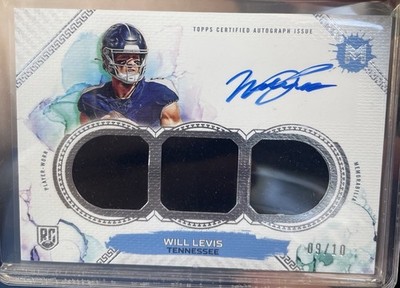 Will Levis Rookie Autograph Triple Patch Jersey Card 09/10 Topps Motif