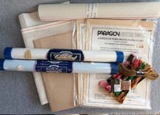 Needlepoint Cross Stitch Fabric Canvas 8 Item Lot 18 Skeins Thread 10ct Canvas