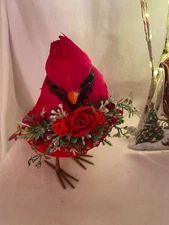 8" STANDING CHRISTMAS CARDINAL WITH ROSES TABLETOP DECOR SALE SALE SALE