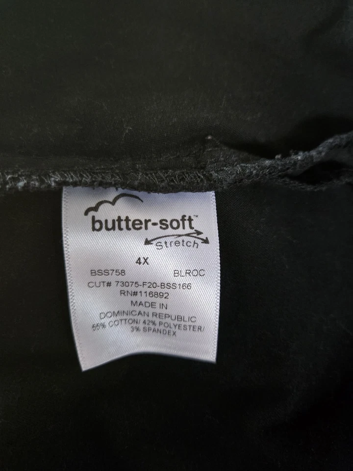 Butter-Soft STRETCH Scrub Top size 4X-Grey/Blue/Black V-Neck -Chest 31"/L 30.5" - Image 4 of 4