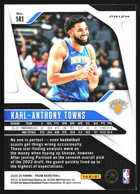 2024-25 Panini Prizm Pink Ice Prizm Karl-Anthony Towns New York 