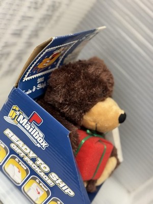 USPS 2012 Plush Teddy Bear with a Santa & Sleigh Forever Stamp on His Paw ~ MIB