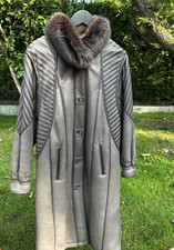 CHRIST Damen Luxus Ledermantel Lammfell Original 80er Echtfellkragen Vintage