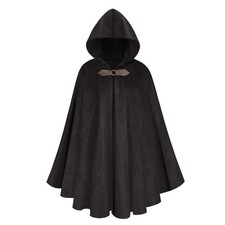 yolsun Renaissance Cloak with Hood Costume for Men 51.1 inches, Black