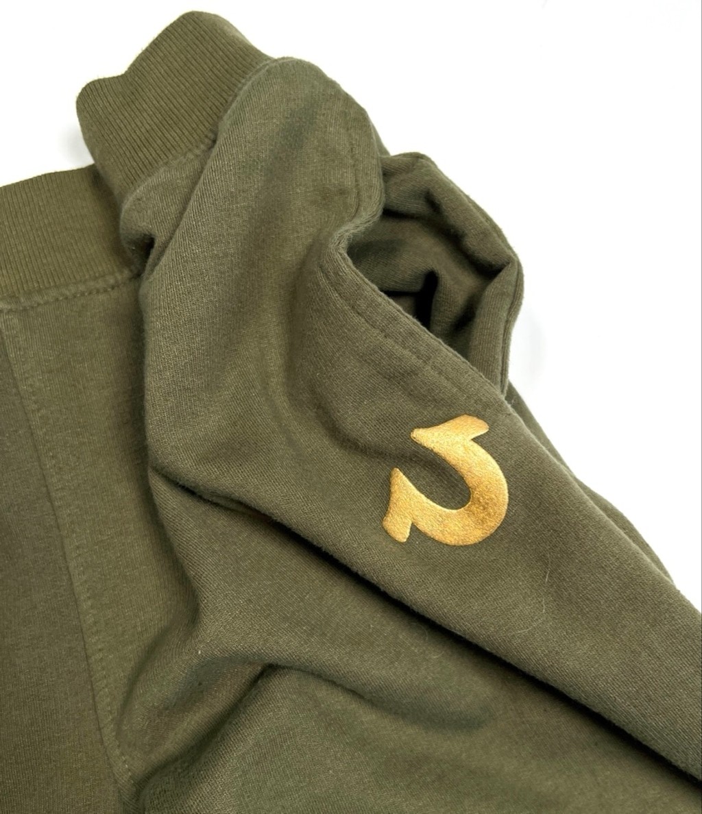 True Religion Girls Sweatpants Olive Green Gold Logo Joggers L thumbnail 5