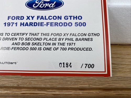 1/18 AUTOart 1971 Ford Falcon XY GTHO Skelton Barnes Bathurst 87114 ! - Picture 2 of 17