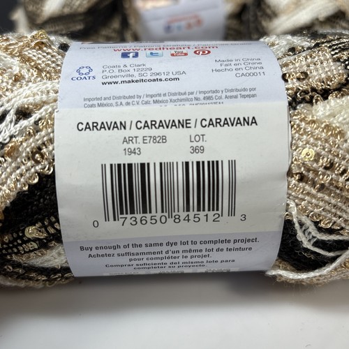 RED HEART Boutique Sashay Boho Yarn CARAVAN 3 Skeins NEW Discontinued Black Gold - Picture 5 of 7