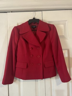 Hobbs Jacket Size 10 Red 100% Double Breasted Wool Blazer