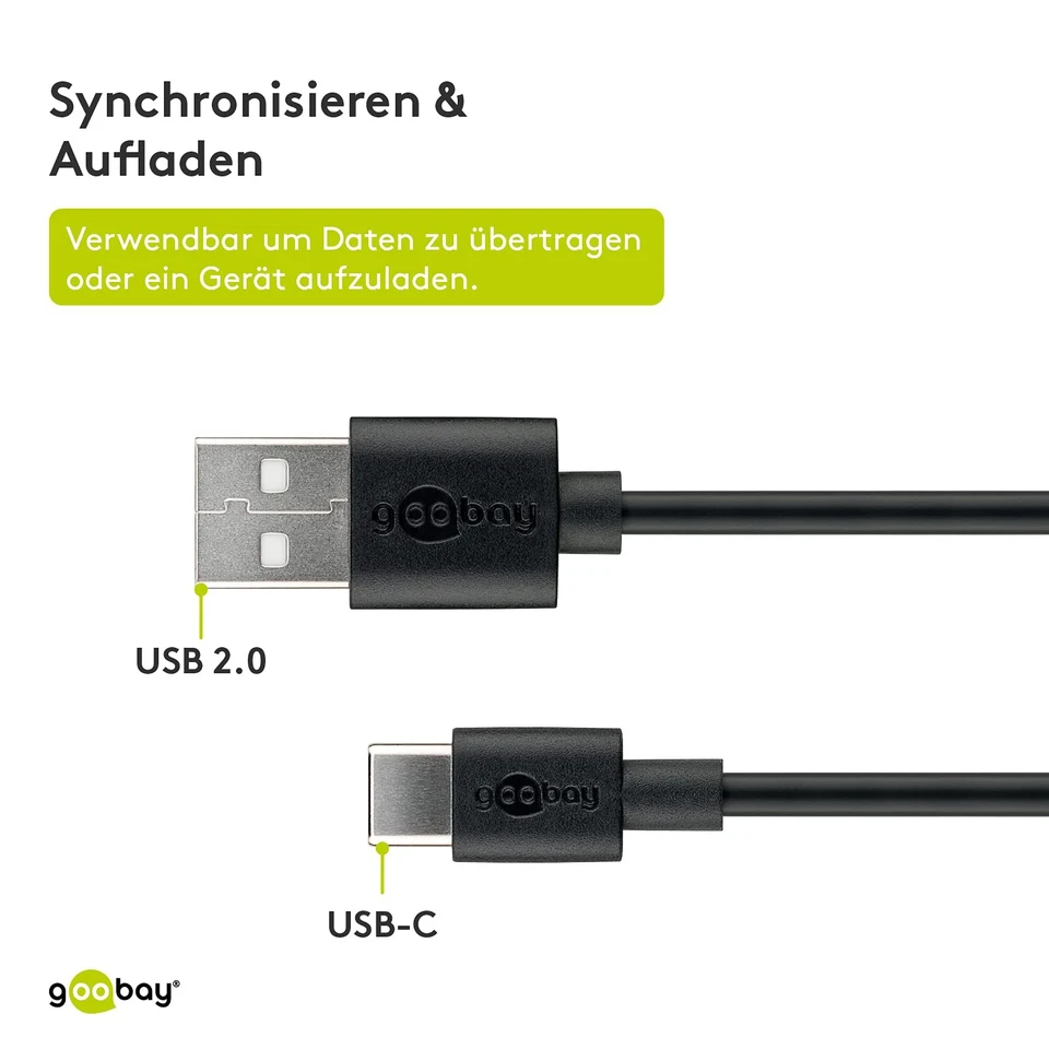 Goobay 59122 Cavo USB C di Ricarica E Sincronizzazione USB A > USB C Nero 2m - Immagine 4 di 4
