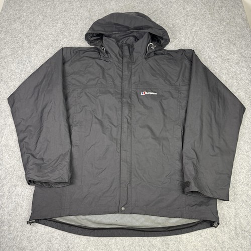Berghaus Jacke Herren XL schwarz Aquafoil Kapuze wasserdicht gefüttert Regenmantel Outdoor