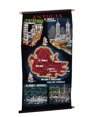 Antiqua Souvenir Hanging Banner Points of Interest St Johns Cathedral Caribbean