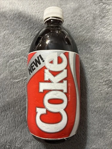 Vintage New! Coca-Cola Coke 16oz Short Run Soda Bottle with Styrofoam Label Full