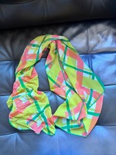 Vintage ECHO Silk Scarf Green Orange Yellow Rectangular 40" x 14"