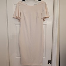 CALVIN KLEIN Dress Womens 8 Pink Short Sleeve Ruffle Sheath