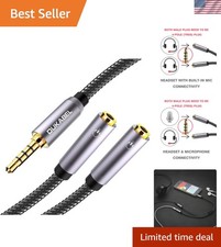 Elegant 4ft 3.5mm Headphone Splitter - Nylon Braided  Gold-Plated Connectors