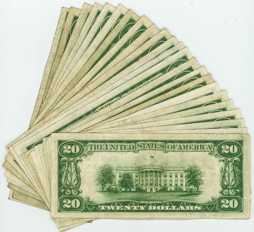 FR #2052G $20 1928B (23) Federal Reserve Notes Chicago Gold Clause Dk Gn DC-6214 - Picture 2 of 3