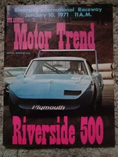 Programma Vintage 10 gennaio 1971 NASCAR Riverside Raceway Motor Trend 500