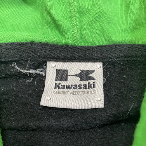 Kawasaki Logo Motorcycle Motocross Racing Men’s Black Green Hoodie Size Small - Picture 7 of 12