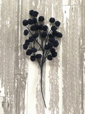 Antique Vintage Millinery Velvet Berry Stem Navy Blue Color