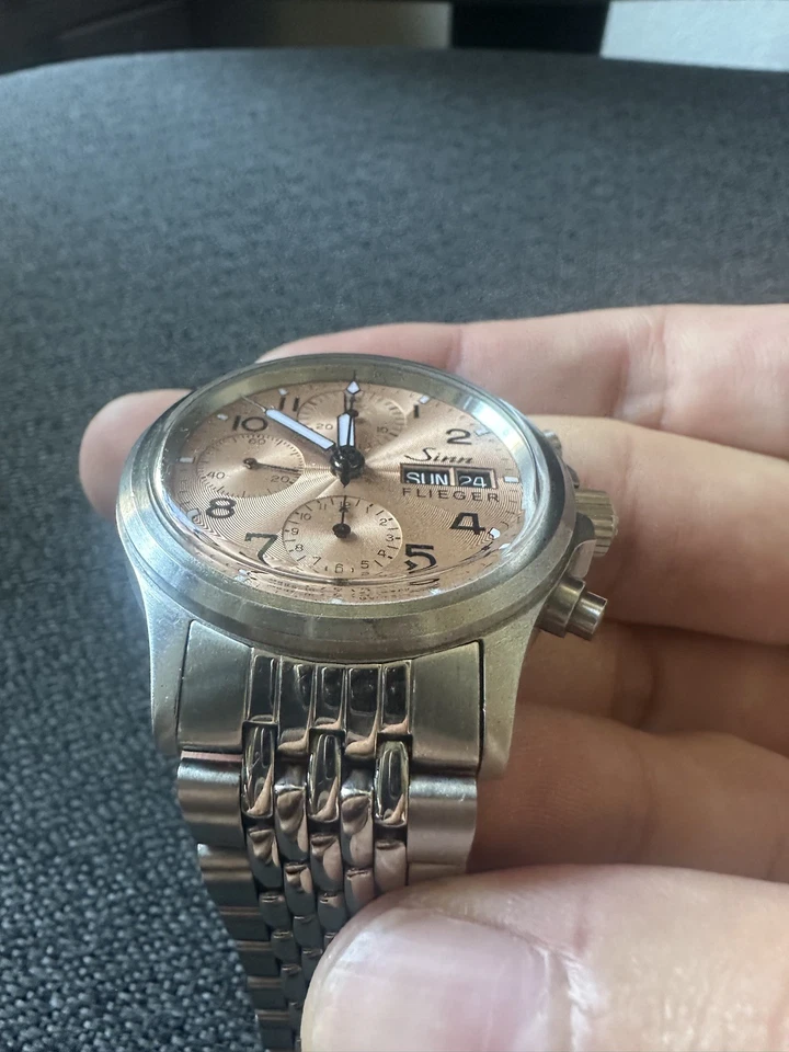 Sinn 356 Salmón esfera cobre cronógrafo reloj automático para hombre - caja y papel Foto 3 de 4