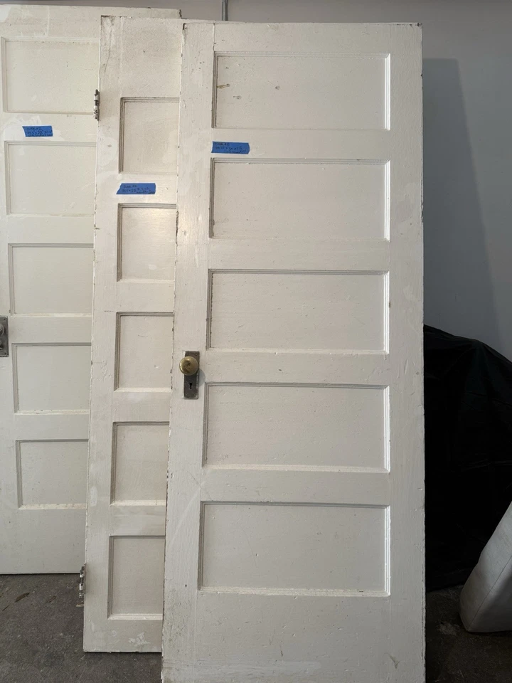 Vintage Solid Wood 5 Panel Interior Doors - Image 4 of 4