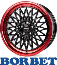 4x Borbet B 7,0X17 4/100 ET30 Black Rim Red