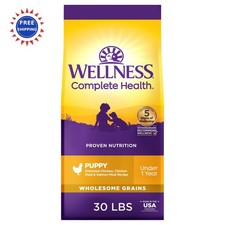 Puppy Dry Dog Food Wellness Complete Health Natural Chicken Oatmeal Salmon 30 LB 3.50 per pound