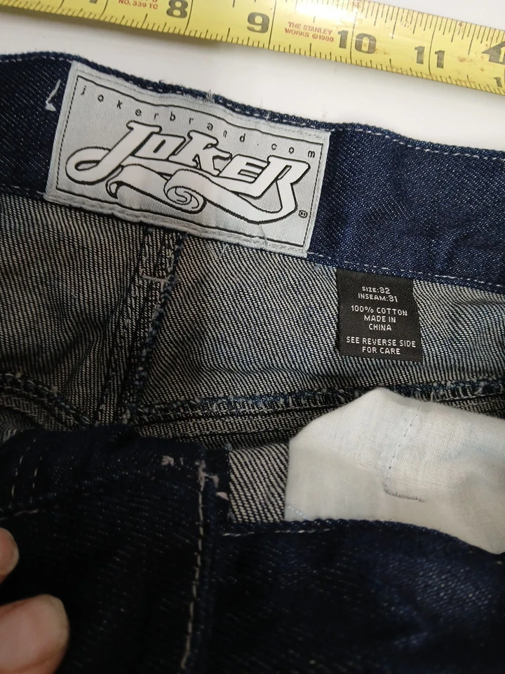 Pantalones de mezclilla vintage Y2K Joker marca holgados patinador pierna ancha grunge lavado oscuro talla 32x30 Foto 2 de 4