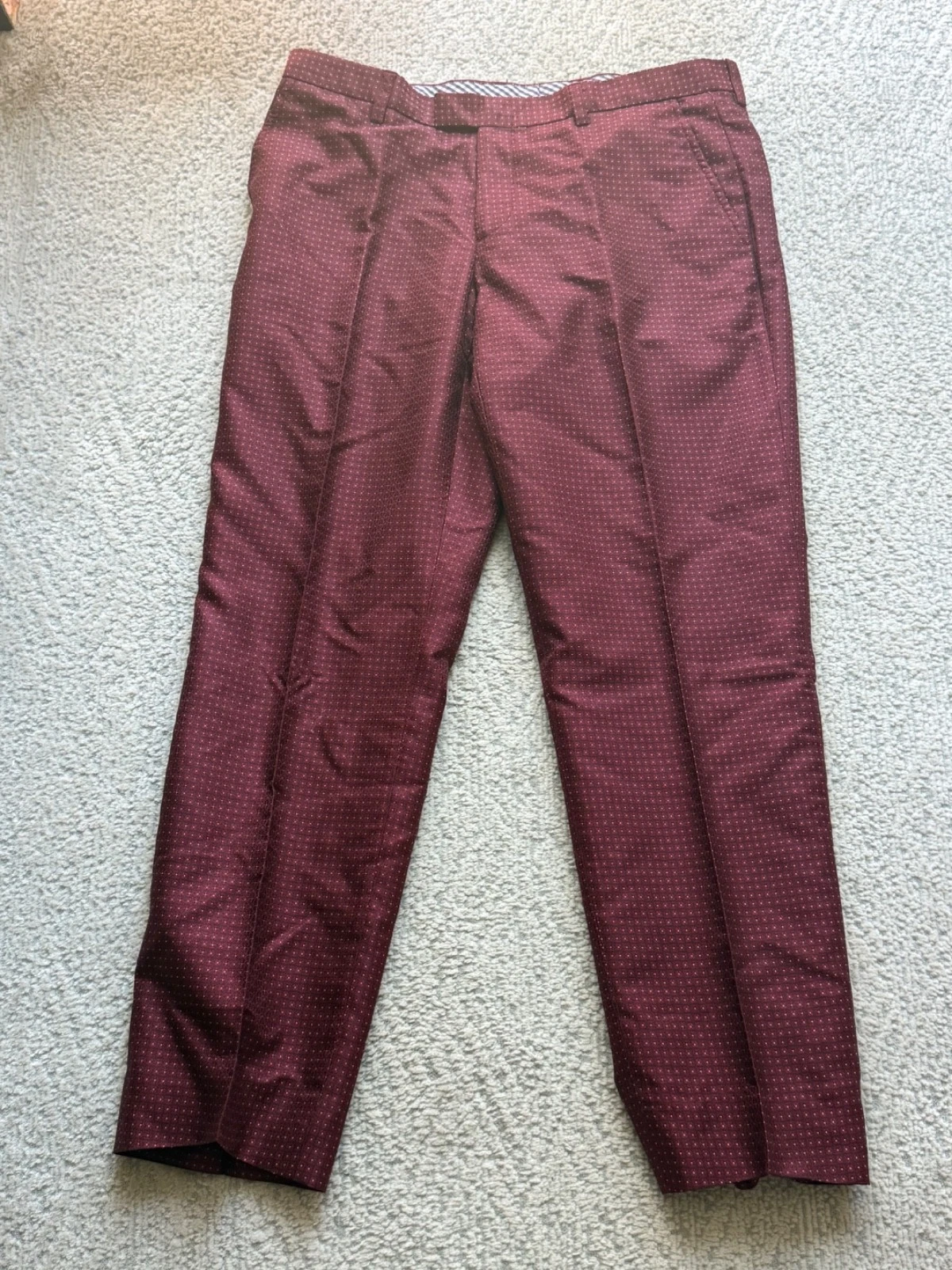 ETRO Glen Plaid Pants Mens IT52 (US 36x30) Red Made in Italy Flat Front