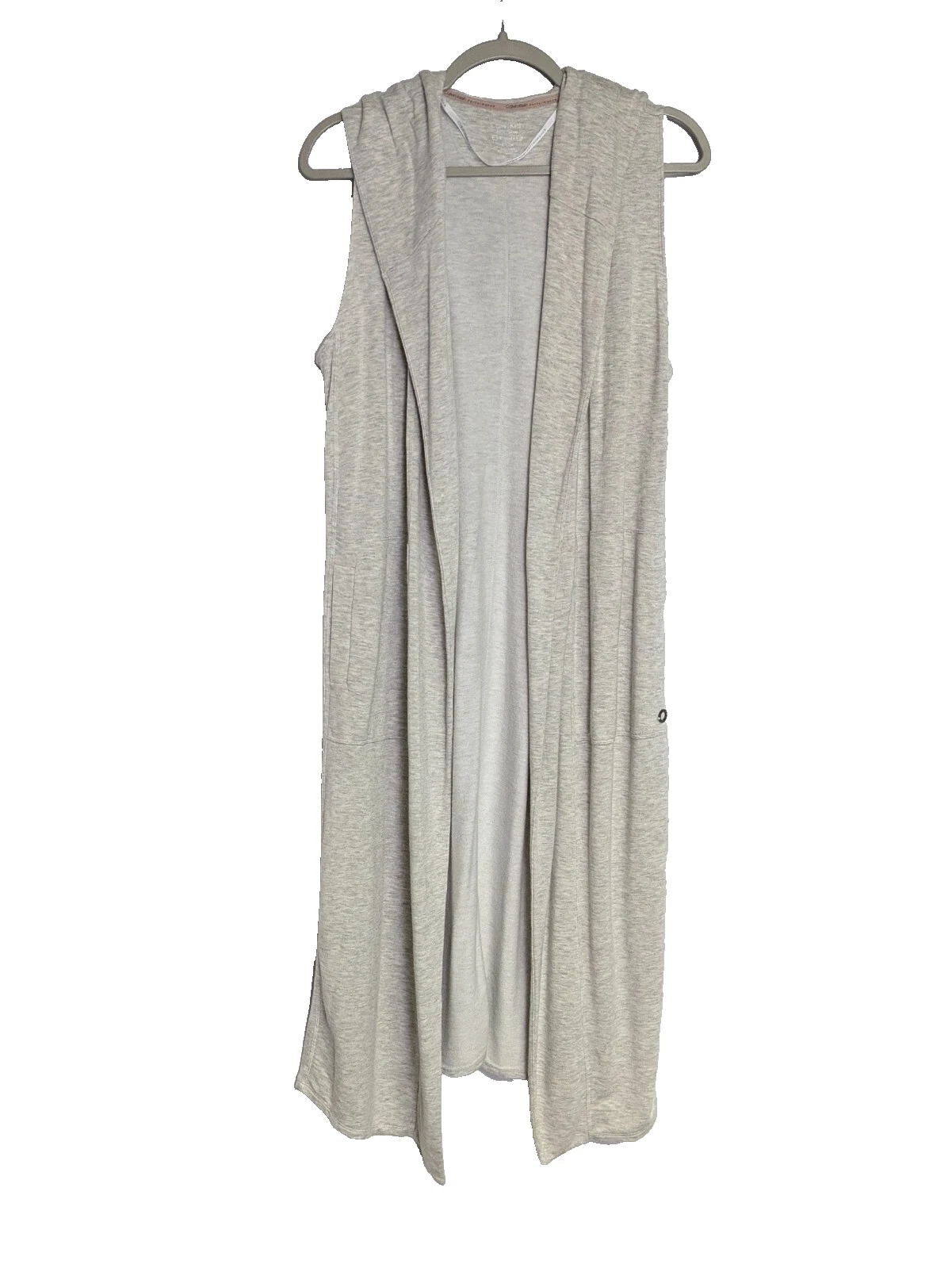 OFF WHITE Calvin Klein Maxi Felpa Aperta Frontale Felpa Senza Maniche Spolverino Gilet Lungo S