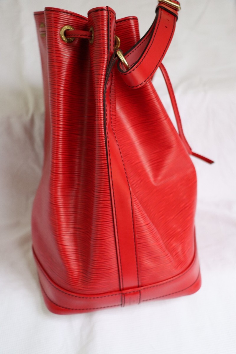 Louis Vuitton Noe Epi Red Bucket Bag Drawstring Closure